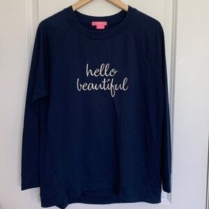 Isaac Mizrahi Women’s Crewneck Lightweight Sweatshirt Navy L